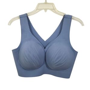 Evelyn & Bobbie The Evelyn Bra Wireless Push Up Bra Blue Size Large